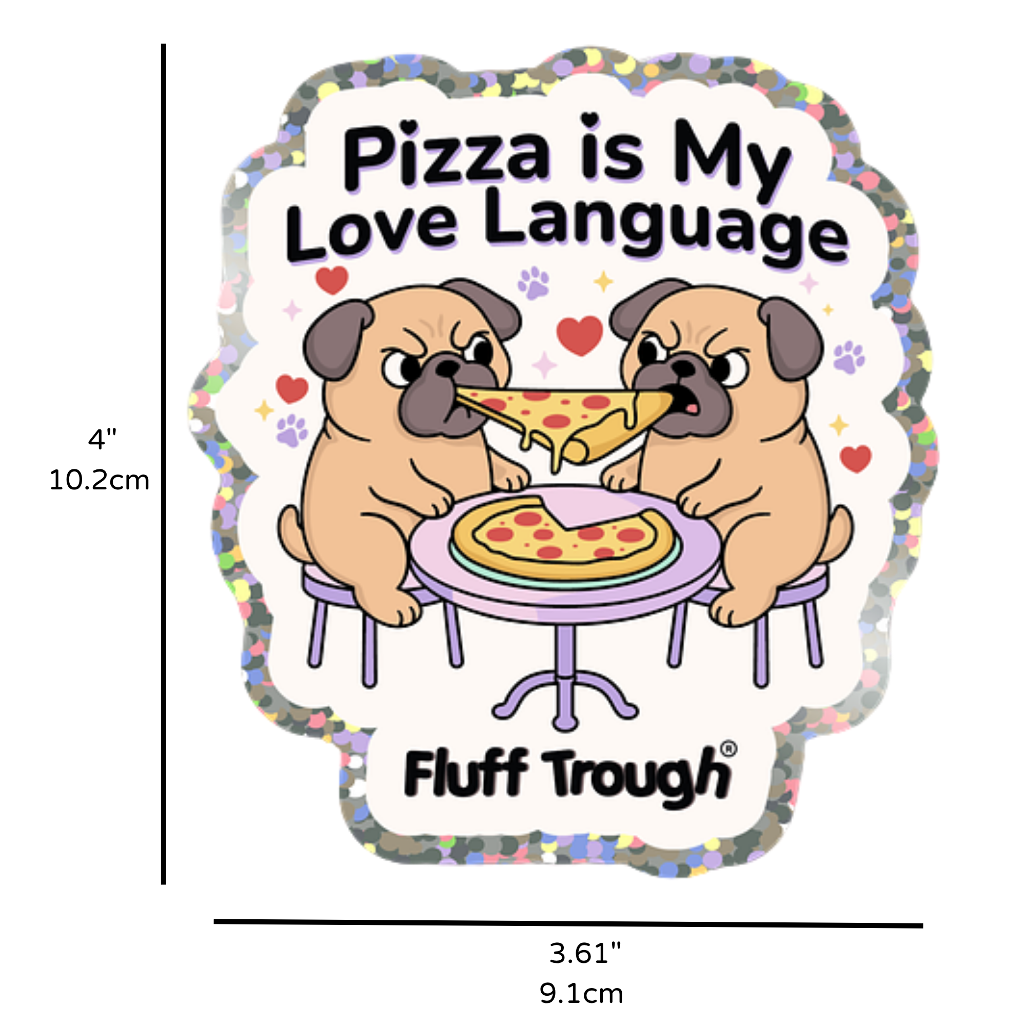 Pizza Is My Love Language Glitter Sticker