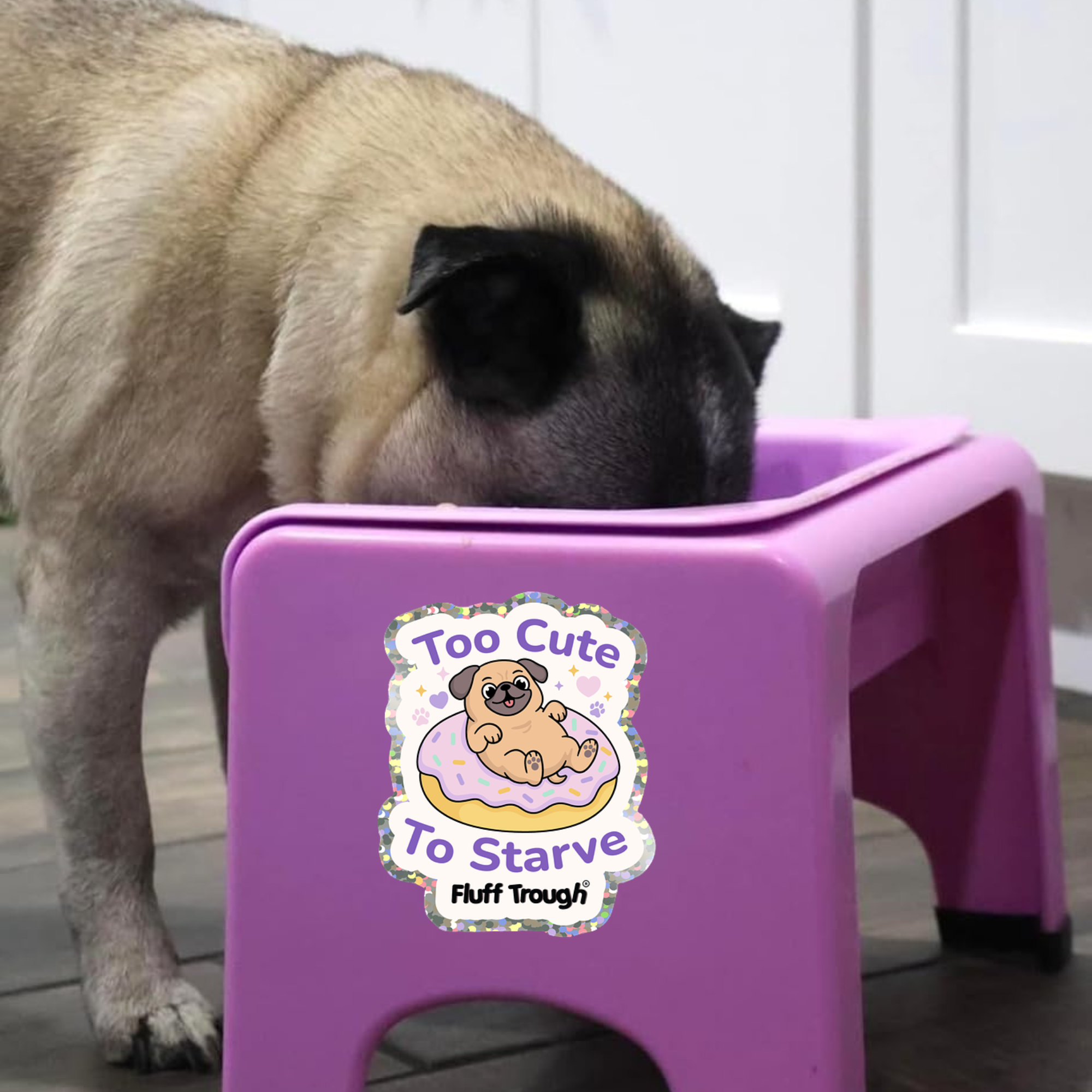 Too Cute to Starve Glitter Sticker