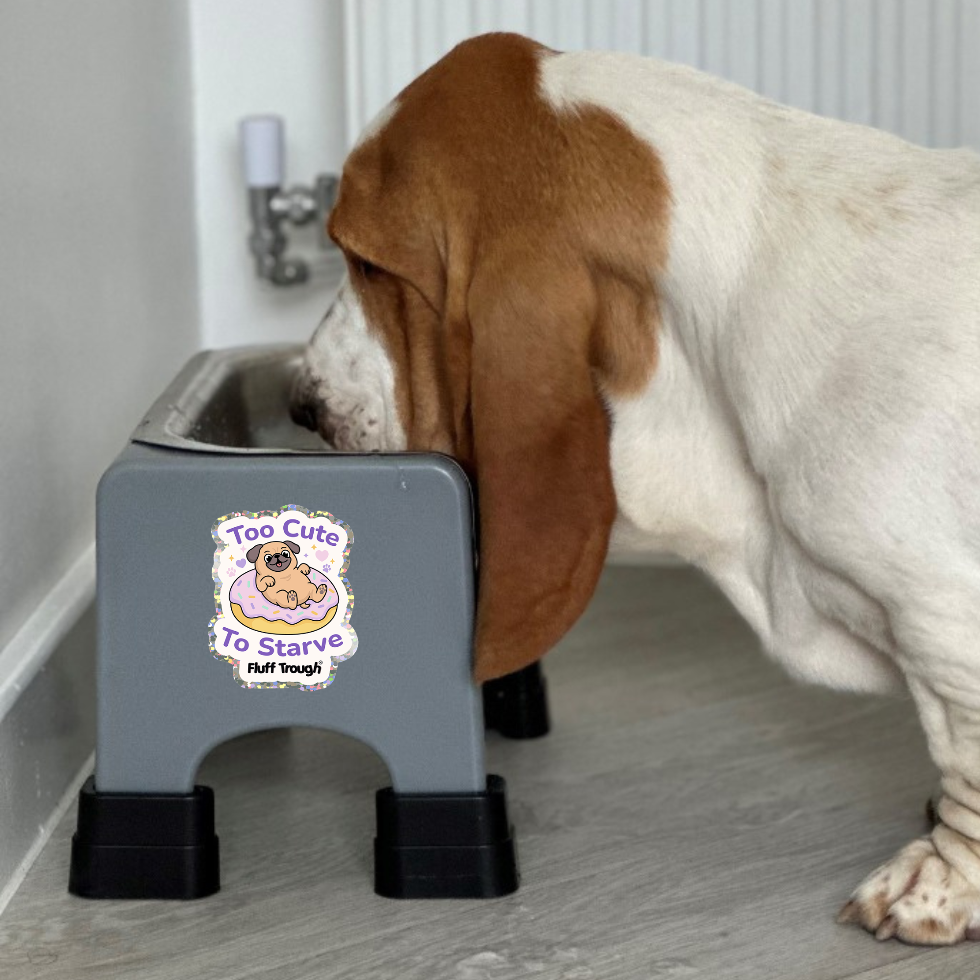 Too Cute to Starve Glitter Sticker